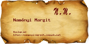Naményi Margit névjegykártya